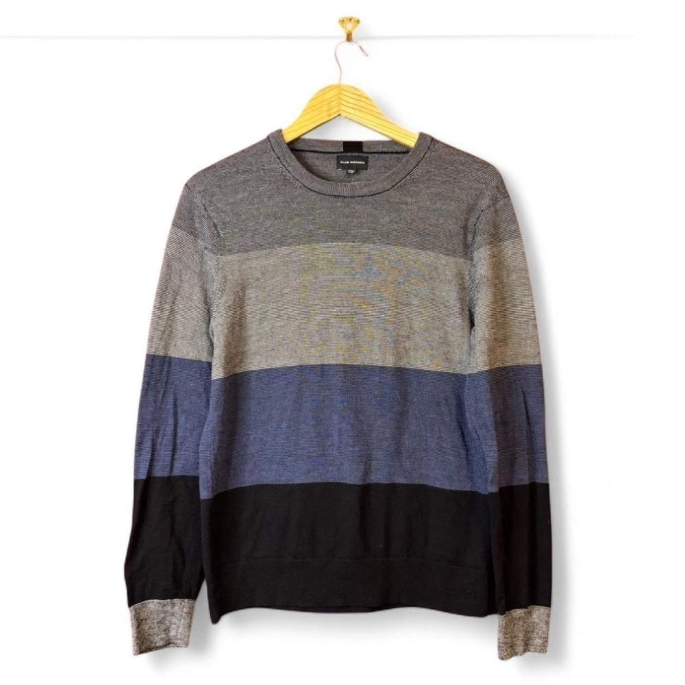 Club Monaco Wool Colorblock Stripe Knit Sweater Men's Large Lightweight Soft - Picture 4 of 5